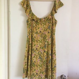 Old Navy Sun Dress Yellow Floral Fit and Flare